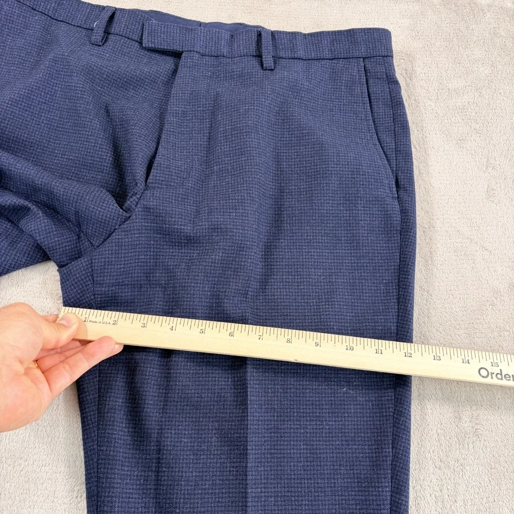 Banana Republic Slim Fit Trouser Pants in Blue Micro Check Men 34x31 Stetch Wool